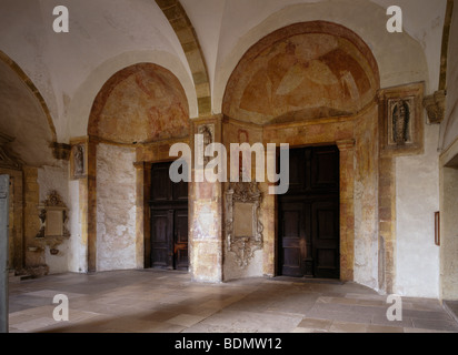 Regensburg, Päpstliche Basilika St. Emmeram, Zweischiffige Vorhalle (1250), Innen Stockfoto