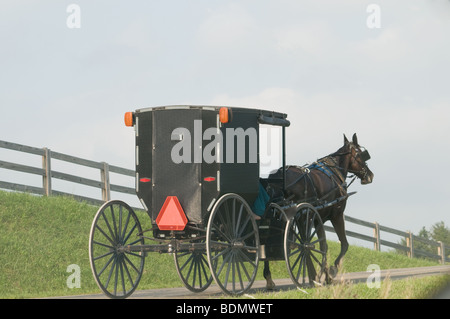 Amish-Buggy in der Nähe von Fredericktown, Ohio Stockfoto