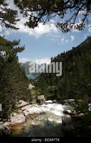 Das Tal über den Port d ' Espagne in Le Parc National Des Pyrenäen in Frankreich Stockfoto