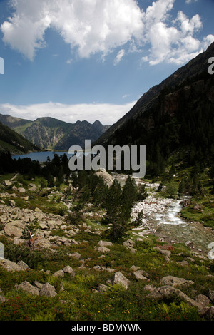 Das Tal über den Port d ' Espagne in Le Parc National Des Pyrenäen in Frankreich Stockfoto