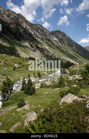 Das Tal über den Port d ' Espagne in Le Parc National Des Pyrenäen in Frankreich Stockfoto
