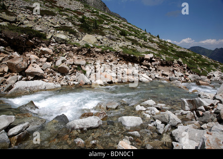 Das Tal über den Port d ' Espagne in Le Parc National Des Pyrenäen in Frankreich Stockfoto