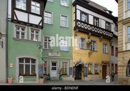 Bamberg, Stadthäuser, Alstadt Bamberg, Ringvogelhaus - Pfahlplätzchen, Spätmittelalterliche Weserrenaissance Stockfoto