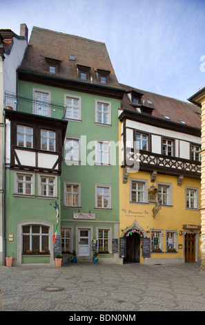 Bamberg, Stadthäuser, Alstadt Bamberg, Ringvogelhaus - Pfahlplätzchen, Spätmittelalterliche Weserrenaissance Stockfoto