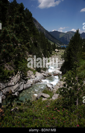 Das Tal über den Port d ' Espagne in Le Parc National Des Pyrenäen in Frankreich Stockfoto