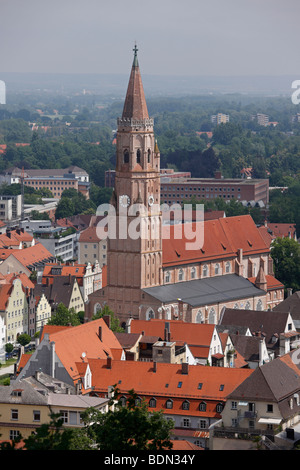 Landshut, St. Jodok, Blick von Südwesten von der Burg Trausnitz Stockfoto