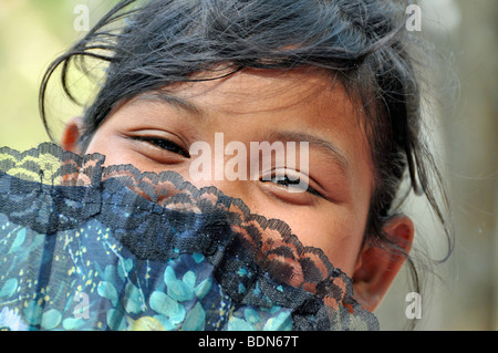 Mädchen, Ventilator, Porträt, Kambodscha, Asien Stockfoto