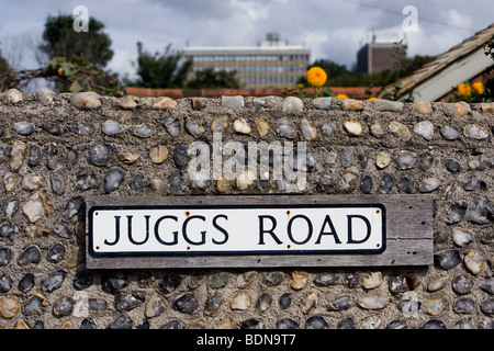 Eine lustige Straßennamen anmelden, Lewes, East Sussex, UK. Stockfoto