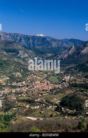 Das Dorf Sospel und das Essen-Tal in der Nähe von Menton Stockfoto