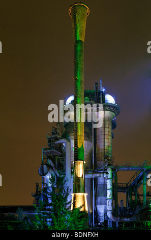 Verlassene Schmelzer, beleuchtet, ExtraSchicht Festival, Landschaftspark Landschaftspark Duisburg-Nord, Meiderich, Nordrhein-Wes Stockfoto