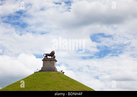 Löwen Hügel Denkmal für die Schlacht von Waterloo mit Blick auf das Schlachtfeld bei Waterloo, Belgien Stockfoto