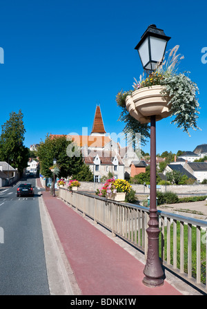 Ansicht von Preuilly-Sur-Claise Fluss Brücke, Frankreich. Stockfoto