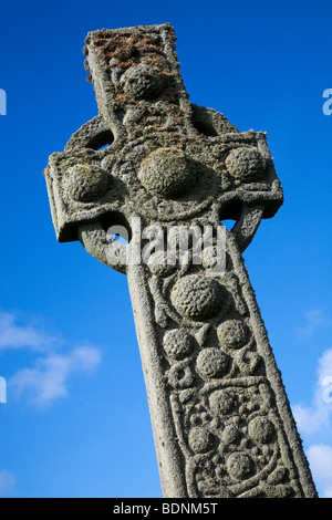 St-Saint-Martin Keltenkreuz auf Iona in der Nähe von Isle of Mull, Schottland, Vereinigtes Königreich. Stockfoto