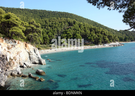 Kastani Beach auf der griechischen Insel Skopelos verwendet in der Verfilmung von Mamma mia Stockfoto