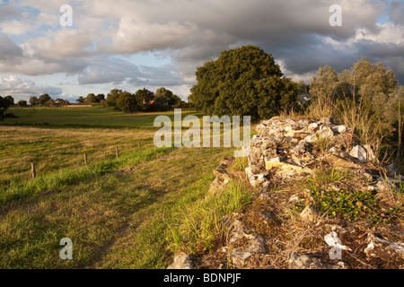 Der Roman Wall Blick auf St Mary the Virgin Church in geht, Hampshire, Uk Stockfoto