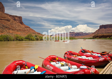 Rot Flöße am Colorado River in der Nähe von Moab Utah Stockfoto