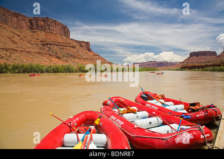 Rot Flöße am Colorado River in der Nähe von Moab Utah Stockfoto