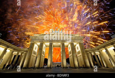 Brandenburger Tor, Feuerwerk, Berlin Stockfoto