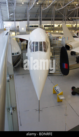 Die Concorde Prototyp 101 des englisch-französischen Konsortiums BAC/Aerospatiale, strahlend in die weiße Lackierung, Luftraum, Duxford. Stockfoto