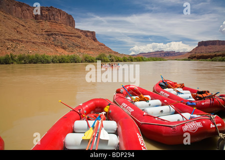 Rot Flöße am Colorado River in der Nähe von Moab Utah Stockfoto