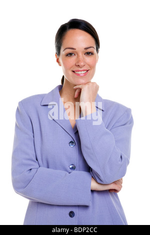 Attraktive Geschäftsfrau Portrait, isoliert auf einem weißen Hintergrund. Stockfoto