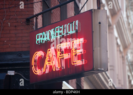 Cafe Zeichen in Soho in Manhattan New York Stockfoto