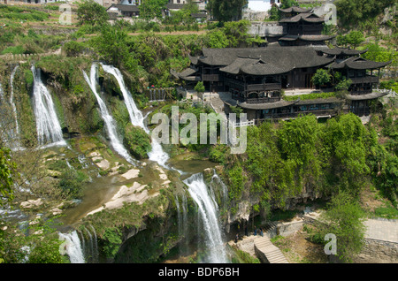 Wancun Wasserfälle und Kings Palace Old Furong Stadt der Provinz Hunan China Stockfoto