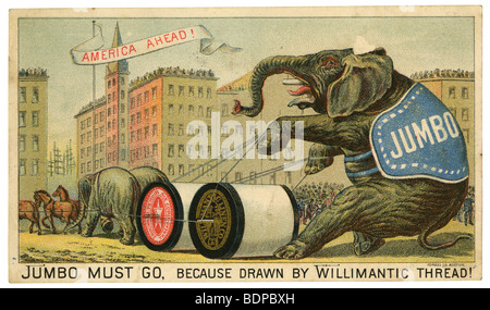 Ca. 1900 Werbung Handel Karte für Willimantic Thread. Gedruckt von Forbes Co. in Boston. Stockfoto