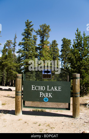 Echo Lake Park Wegweiser, Colorado, USA Stockfoto