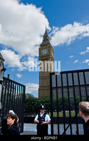 Ein Polizist an den Toren zu den Häusern des Parlaments in London. Foto von Gordon Scammell Stockfoto