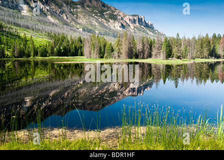 Reflexionen in einem See entlang Chief Joseph Scenic Byway in Wyoming.