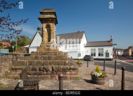 14. Jahrhundert Predigt Kreuz im Dorfkern, Aylburton, Gloucestershire, UK Stockfoto