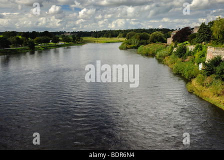 Junction Pool auf dem Fluss Tweed in Kelso, Schottland, Vereinigtes Königreich Stockfoto