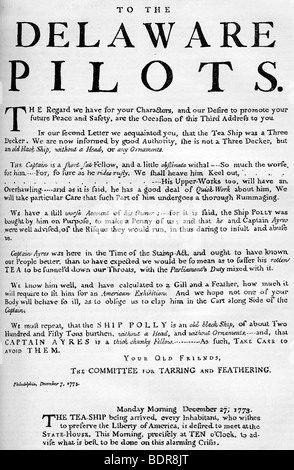 Faksimile der Verkündigung über die Kaffee Schiff, 1773 (c 1880). Artist: Unbekannt Stockfoto