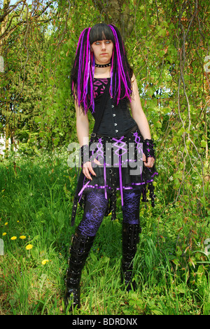 Gothic-Frau am 2009 Fantasy Fair Haarzuilens Niederlande Europe Stockfoto