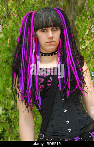 Gothic-Frau am 2009 Fantasy Fair Haarzuilens Niederlande Europe Stockfoto