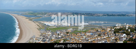 Chesil Beach Portland Harbour und Weymouth Bay Stockfoto