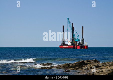 Dh Gezeitenkraft STROM DE Fugro Seacore mit finanzieller Unterstützung der Plattform positionieren Prüfstand off shore Billia Croo Orkney Stockfoto