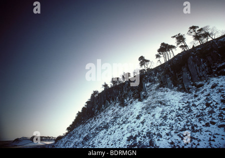 Der Hadrianswall im Schnee, Cumbria Stockfoto