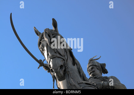 Zagreb, Kroatien. Reiterstatue des Grafen Josip Jelacic (1801-59) in Trg Josip Jelacica Stockfoto