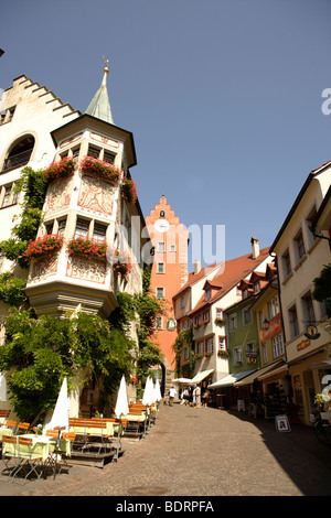 Gate-Loewen Hotel und Wein Restaurant, Obertor, Oberstadt, Meersburg, Bodensee, Baden-Württemberg, Deutschland Stockfoto