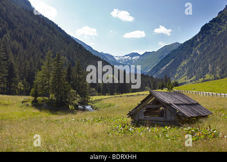 Hütte in Poella Tal, Hohe Tauern, Kärnten, Österreich, Europa Stockfoto