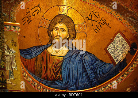 Byzantinischen Mosaiken von Jesus Christus in der Kathedrale von Monreale - Palermo - Sizilien Stockfoto