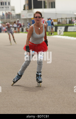 Einzelläufer an einem Charity-marathon Stockfoto