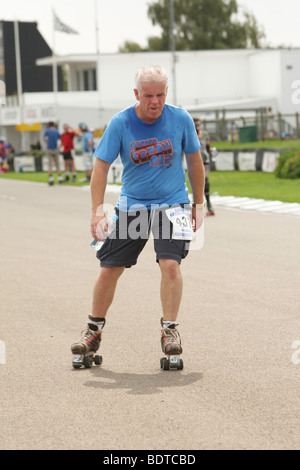 Einzelläufer an einem Charity-marathon Stockfoto