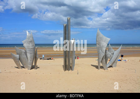 Kriegerdenkmal am Omaha Beach. Eine alliierte Landung Strand für d-Day 6. Juni 1944 Colleville-Sur-Mer, Normandie Frankreich Stockfoto