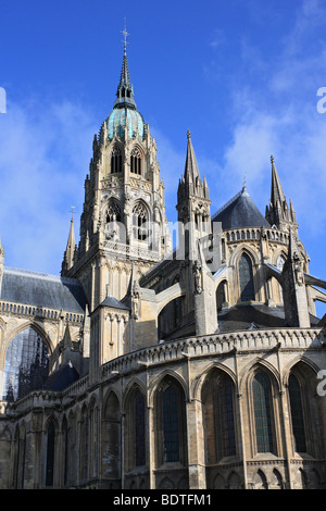 Bayeux Kathedrale, Cathédrale Notre-Dame de Bayeux, Normandie Frankreich. Ursprüngliche Heimat der Teppich von Bayeux Stockfoto