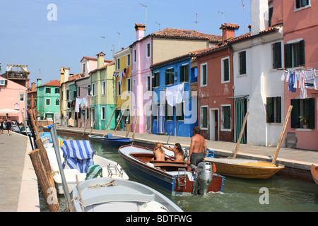 Bunte Häuser der Insel Burano, Venedig, Italien Stockfoto