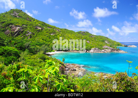 Küste in Morne Seychellois Nationalpark, Nordwest Küste von Mahé, Seychellen, Afrika, Indischer Ozean Stockfoto