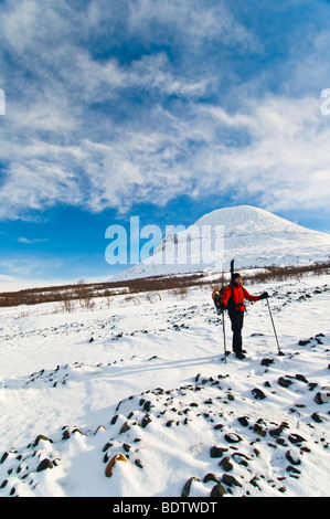 Skitouren in Akka-Massivs, Lappland, Schweden Stockfoto